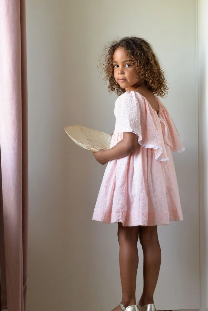 chaqueton-punto-gris-con-pelo Vestido capa plumetti rosa - Imagen 1