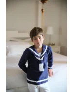 Camisola marinero lino marino CON RIBETE BLANCO