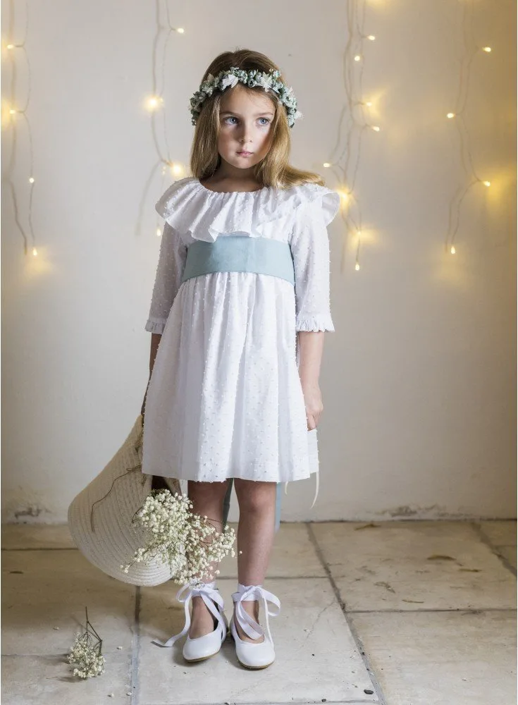 vestido-corto-plumetti-blanco-con-escote-espalda-sin-lazada Vestido corto plumetti blanco con escote espalda (sin lazada) - Imagen 1