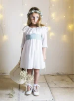 Vestido corto plumetti blanco con escote espalda (sin lazada) - Imagen 2