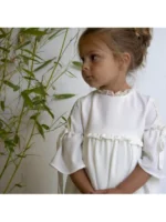 Vestido crep con puntilla espalda pico y manga campana - Imagen 4