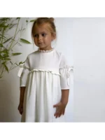 Vestido crep con puntilla espalda pico y manga campana - Imagen 5