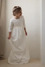 Vestido de comunion Lucia de lino blanco