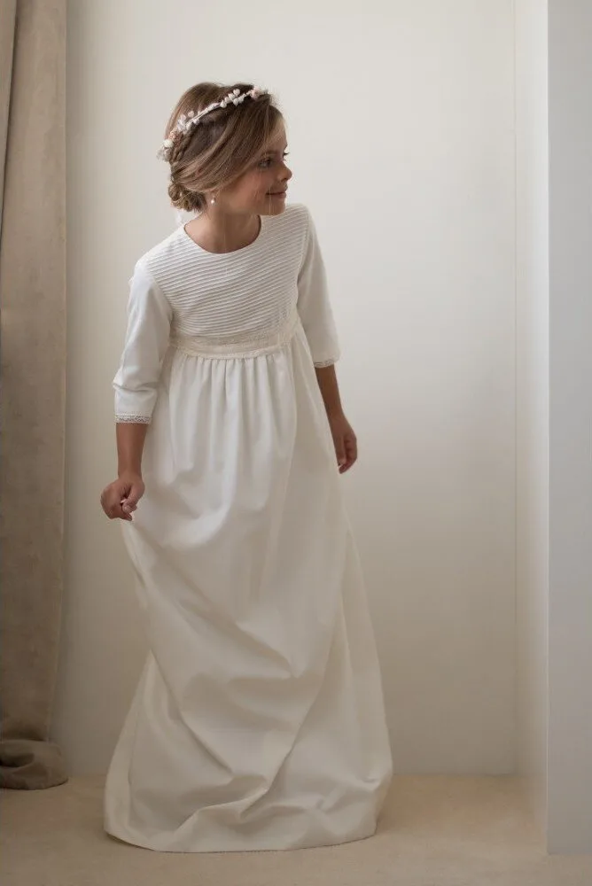 vestido-de-comunion-lucia- Vestido de comunion Lucia de lino blanco - Imagen 1