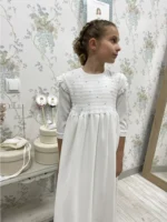Vestido de comunión Nido abeja bordado - Imagen 4