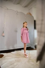 Vestido escote espalda plumetti rosa fuerte