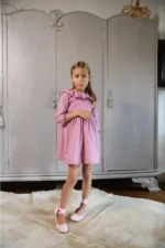 Vestido escote espalda plumetti rosa fuerte - Imagen 3