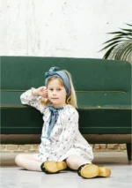 Vestido niña retro lirios azul