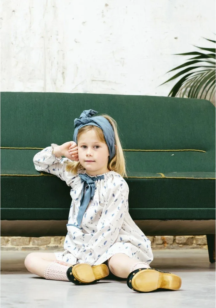 vestido-nina-retro-flor-azul Vestido niña retro lirios azul - Imagen 1