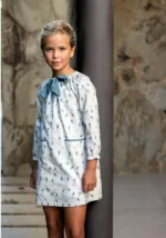 Vestido niña retro lirios azul - Imagen 2