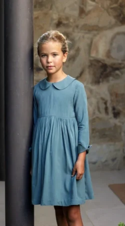 vestido nina viscosa azul verdoso 4 nidodeabeja